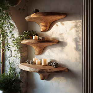 Modern Solid Wood Mushroom Shelf For Luxury Living Room Decor