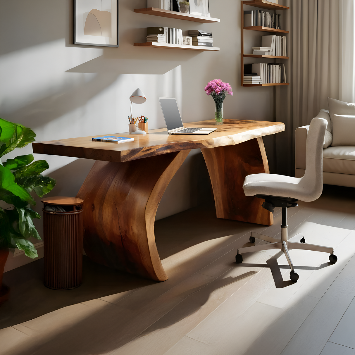 Handcrafted Wooden Live Edge Desk For Professional Office