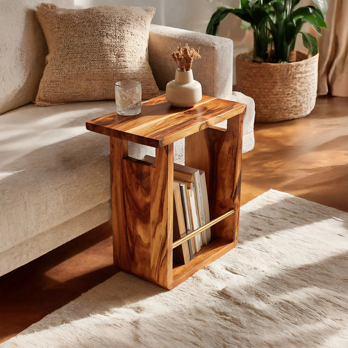 Modern Solid Wood Side Table For Living Room Setup – ET Woodcrafts