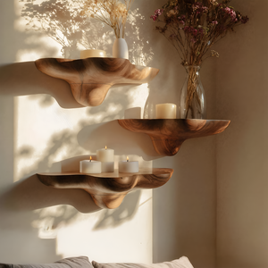 Mid Century Solid Wood Mushroom Shelf For Stylish Furniture Decor