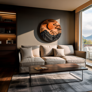 Artistic Mountain Sun Wall Panel For Living Room