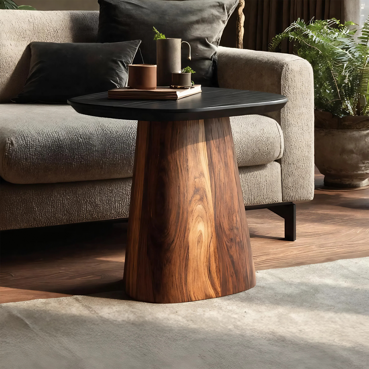 Mid Century Solid Wood End Table For Modern Bedroom Style