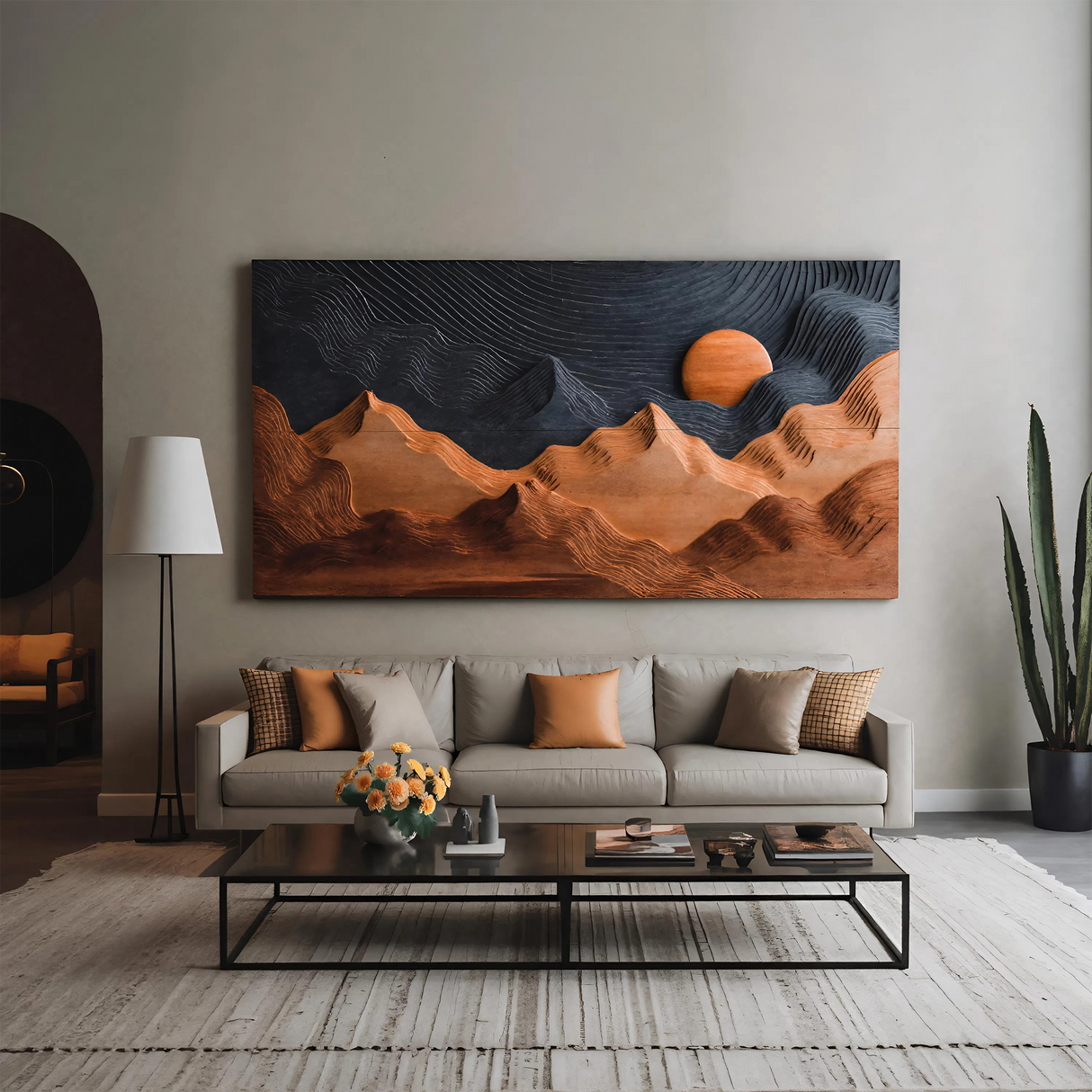 Sunrise Over Mountain Wall Sculpture For Home Decor