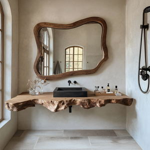 Live Edge Solid Wood Vanity For Rustic Bathroom