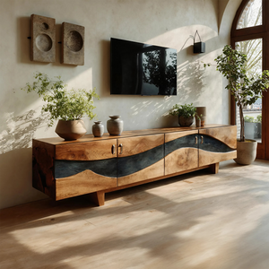 Modern Natural Wood TV Stand For Living Room