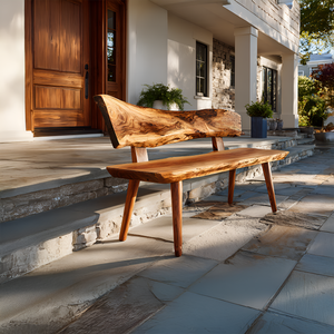 Minimal Outdoor Wooden Bench For Green Garden
