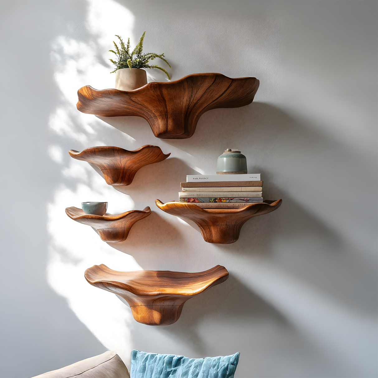 Farmhouse Solid Wood Mushroom Shelf For Bedroom Interior Styling