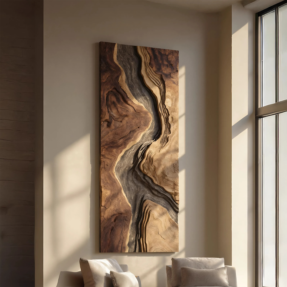 Handcrafted Wooden Wall Sculpture For Entryway Design