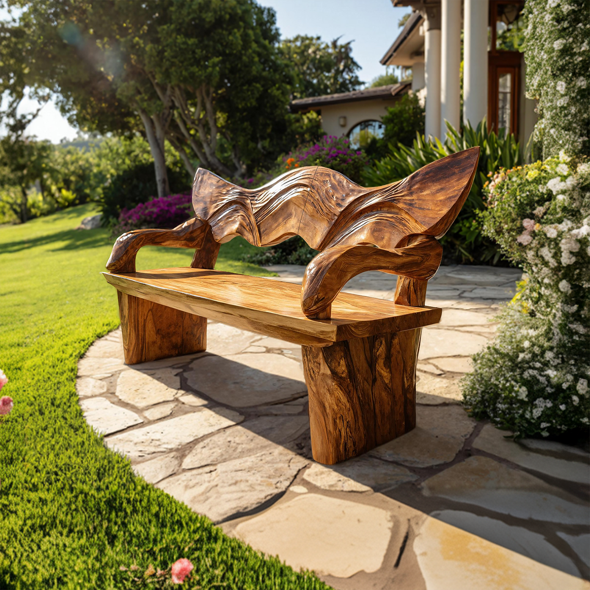 Rustic Live Edge Wood Bench For Entryway Interior Space