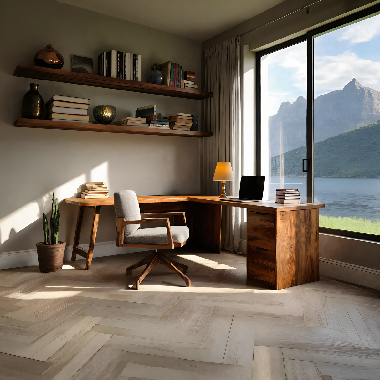 Luxury L Shaped Desk With Drawer For Home Office