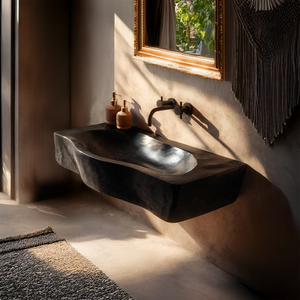Modern Wooden Live Edge Wood Basin For Contemporary Vanity Decor