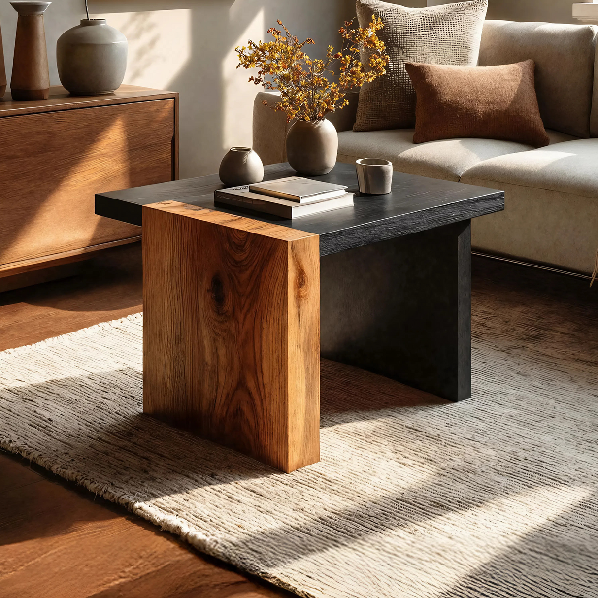 Handcrafted Live Edge Side Table For Rustic Cabin Decor