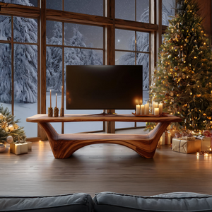 Modern Wooden Live Edge TV Console For Holiday Decor Ideas