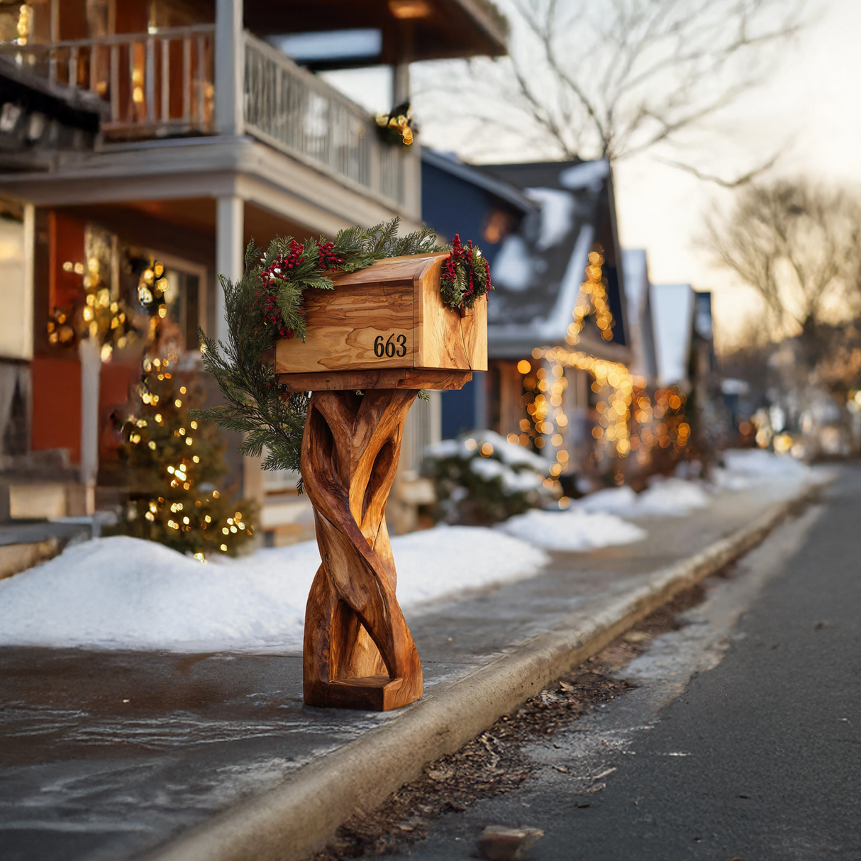 Farmhouse Solid Wood Sculpture Mailbox For Outdoor Patio Furniture