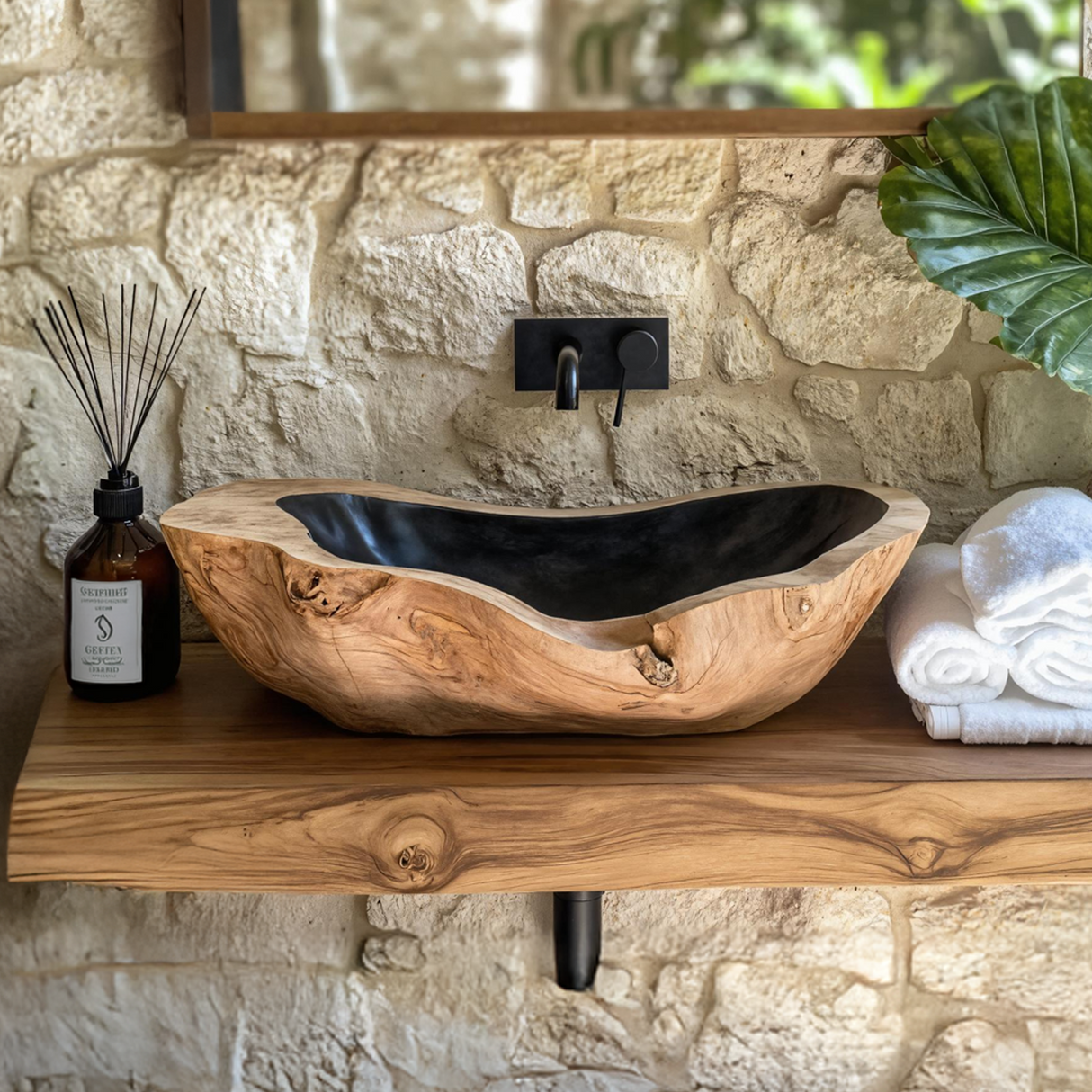 Handcrafted Wooden Vessel Sink For Bathroom Art Decor
