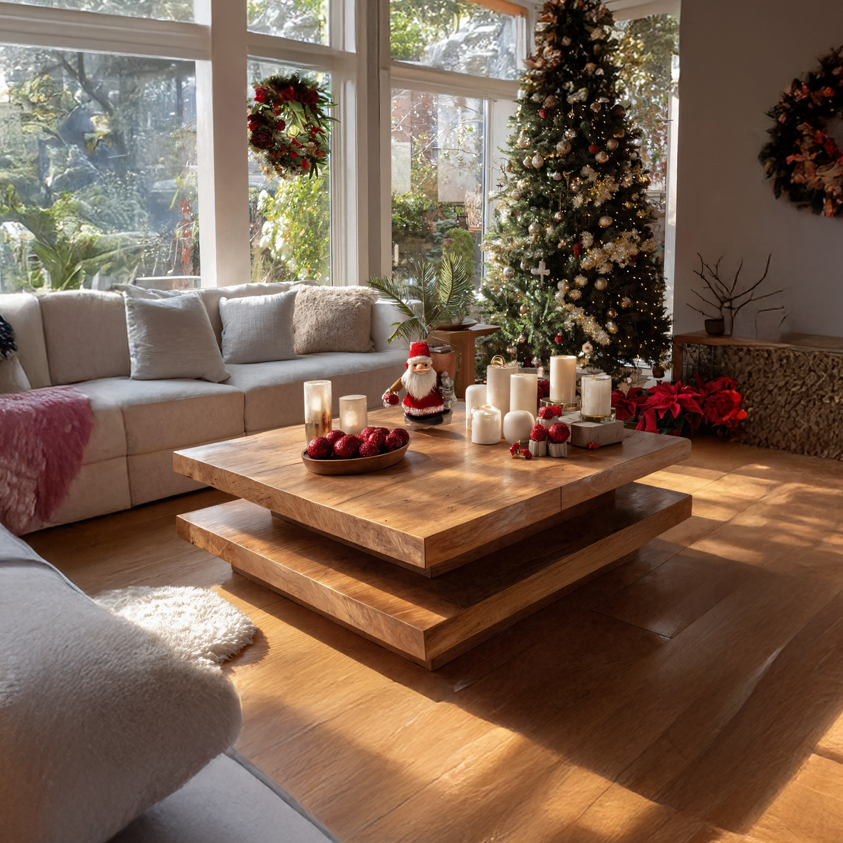 Mid Century Modern Coffee Table Solid Wood For Christmas Style