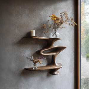 Mid Century Live Edge Wall Mount Shelf Living Room