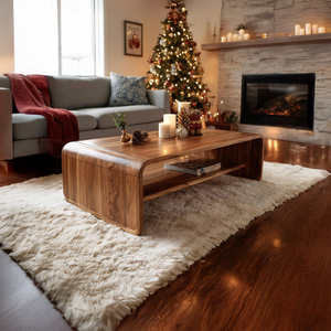 Mid Century Handcrafted Wooden Coffee Table For Christmas Entryway