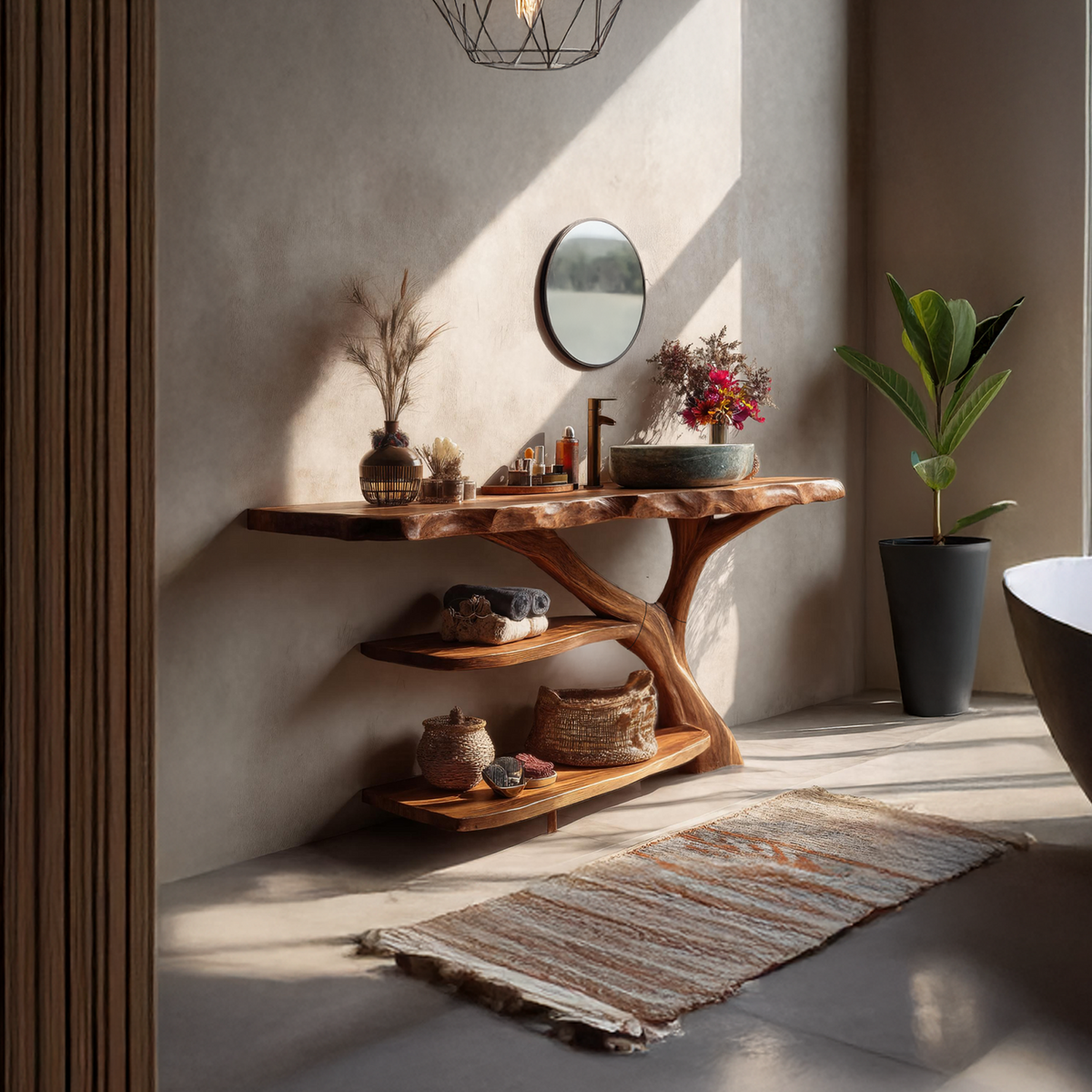 Modern Live Edge Tree Trunk Vanity For Stylish Bathroom Home Design ...