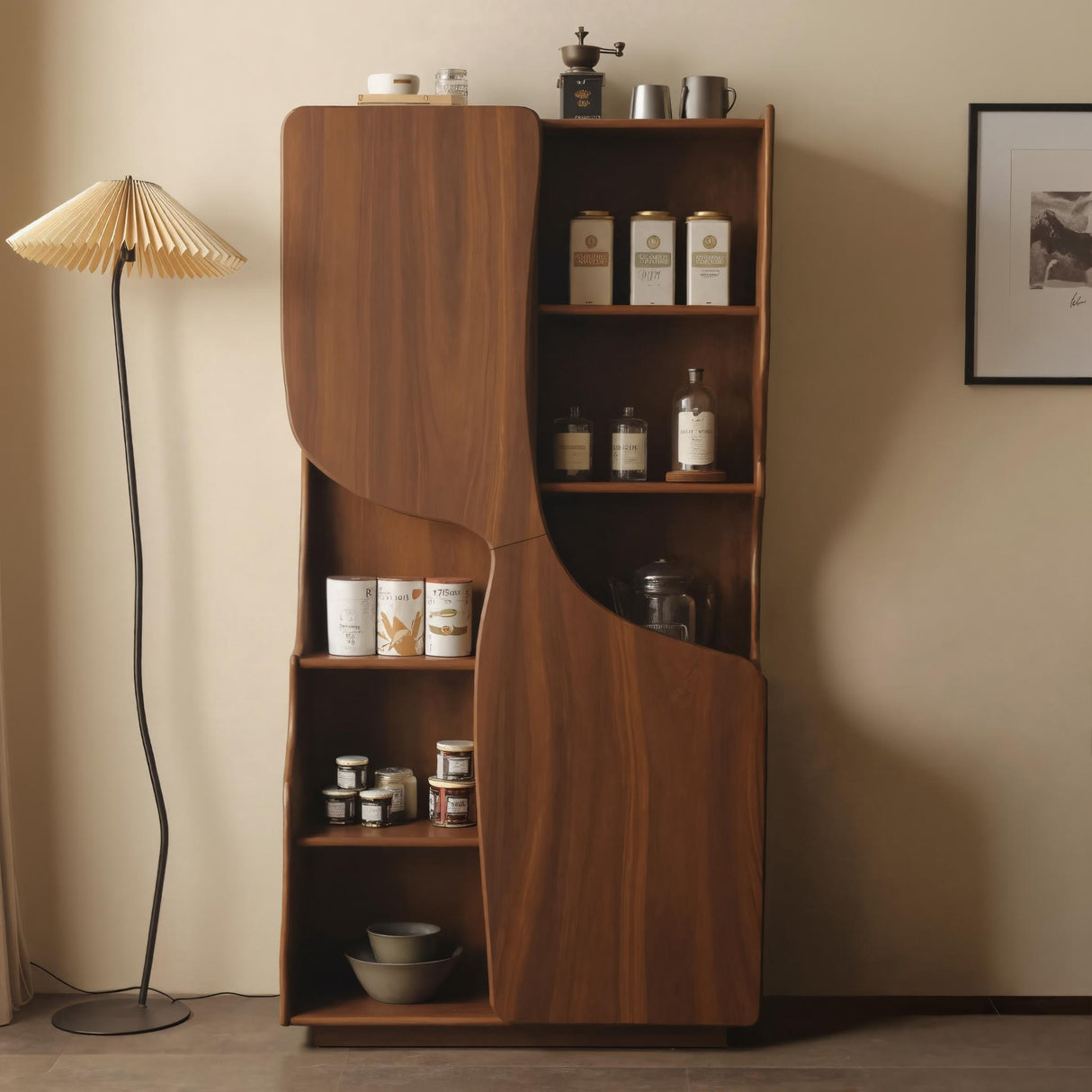 Modern Sculptural Cabinet With Curved Doors For Kitchen And Living Room