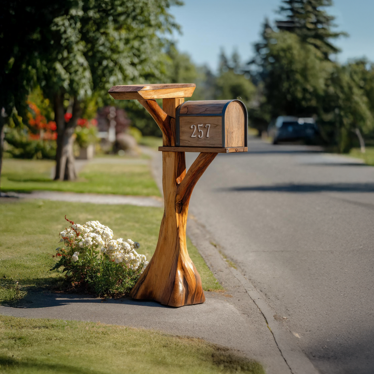 Modern Wooden Sculpture Mailbox For Garden Patio Furniture Design
