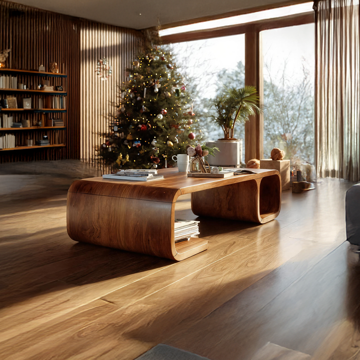 Modern Wooden Live Edge Coffee Table For Christmas Furniture Style – ET ...