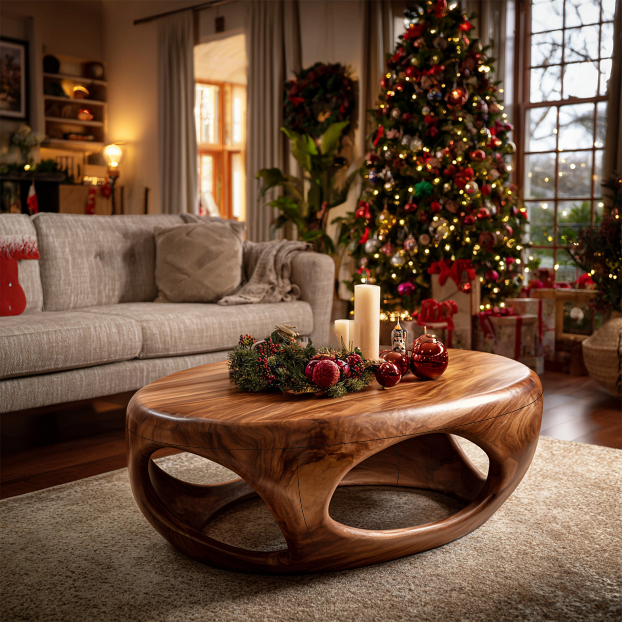 Farmhouse Solid Wood Coffee Table For Holiday Furniture Decoration