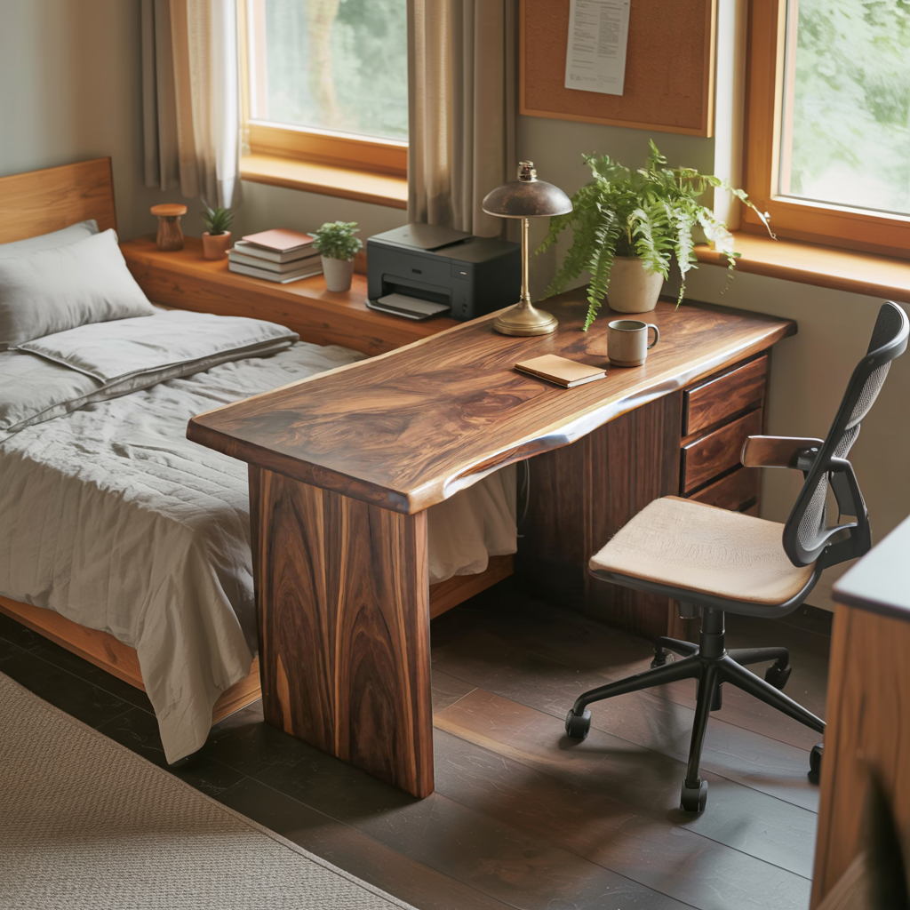 Rustic Live Edge Wooden Desk With Drawers For Home Office Or Study – ET ...