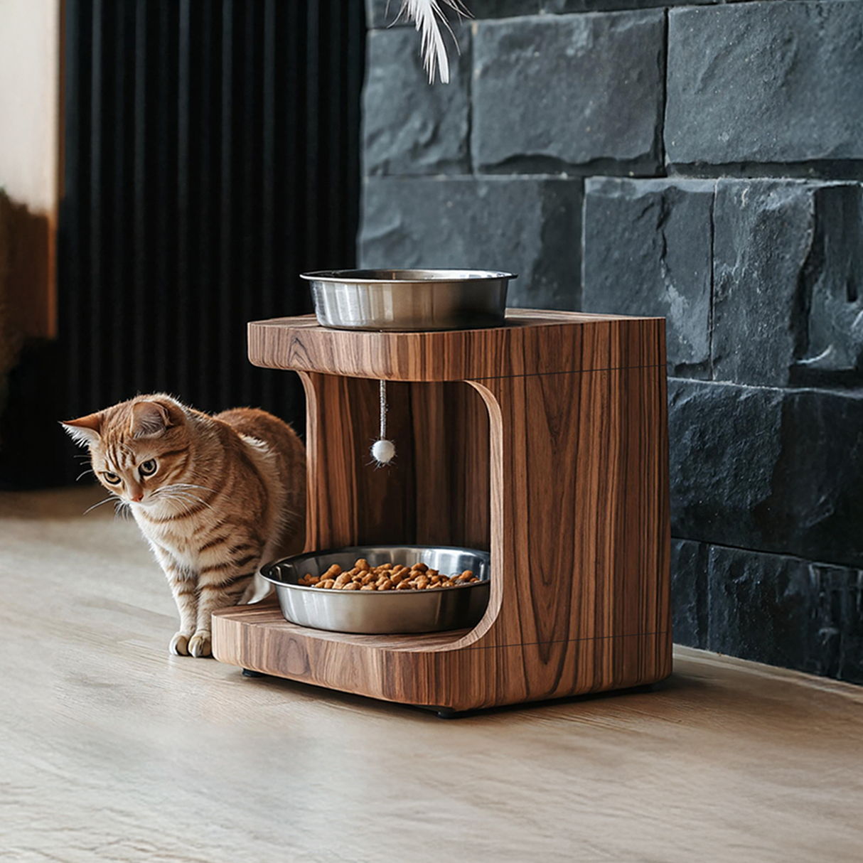 Farmhouse Wooden Feeding Stand For Small Dogs