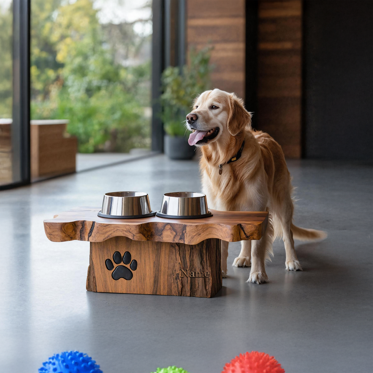 Rustic Wooden Dog Bowl Station For Modern Homes
