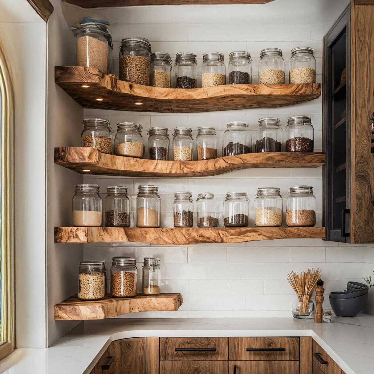 Rustic Handmade Spice Storage Rack For Kitchen Wall