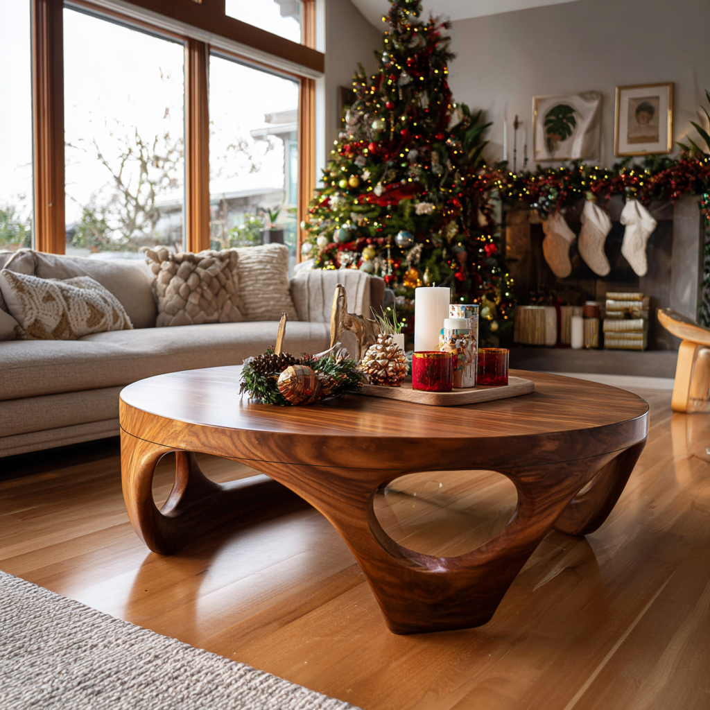 Rustic Wooden Coffee Table For Living Room Christmas Decoration