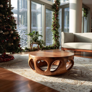 Mid Century Wooden Coffee Table For Living Room Christmas Decor