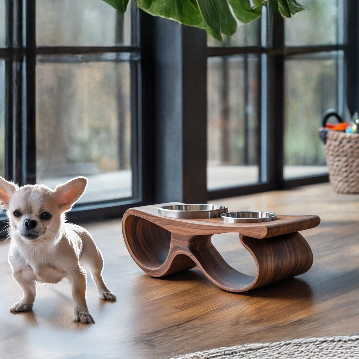 Rustic Handmade Pet Food Bowl Stand For Dogs