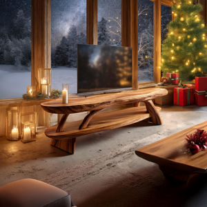 Modern Wooden Live Edge TV Console For Winter Living Room