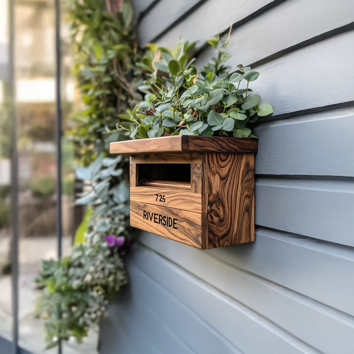 Farmhouse Solid Wood Sculpture Mailbox For Garden Outdoor Accent