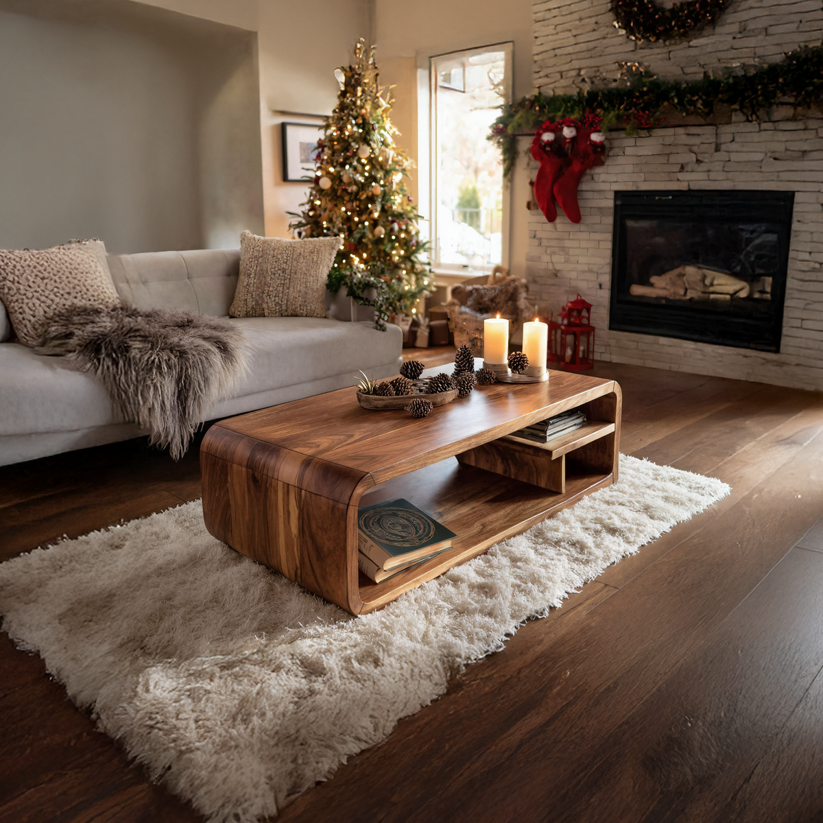Mid Century Solid Wood Coffee Table For Holiday Furniture Accent – ET ...