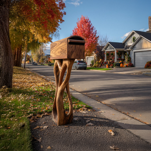 Modern Wooden Sculpture Mailbox For Patio Unique Garden Decoration