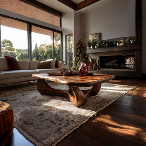 Rustic Wooden Live Edge Coffee Table For Holiday Home Furniture