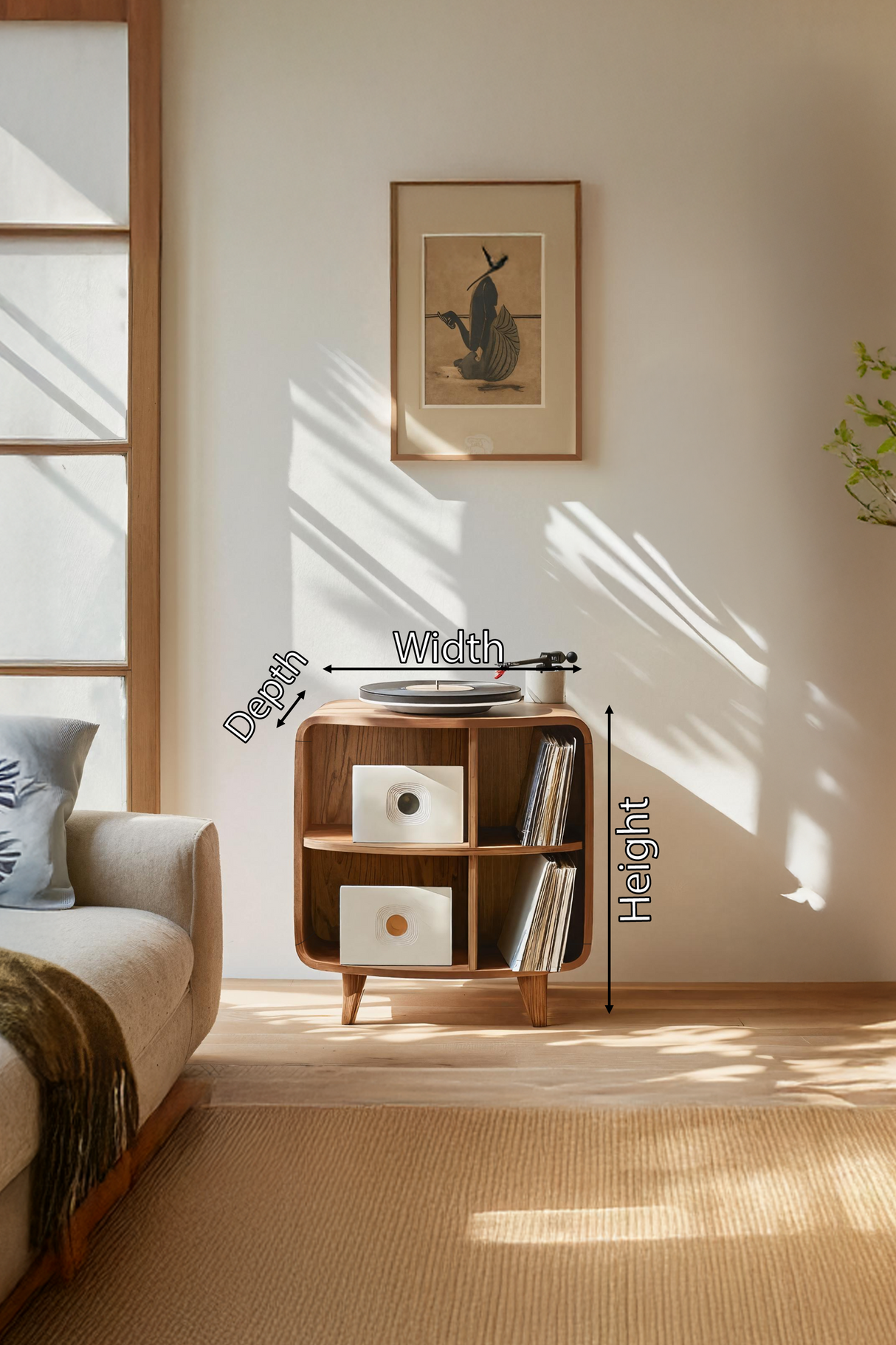Mid Century Record Stand With Storage For Livingroom