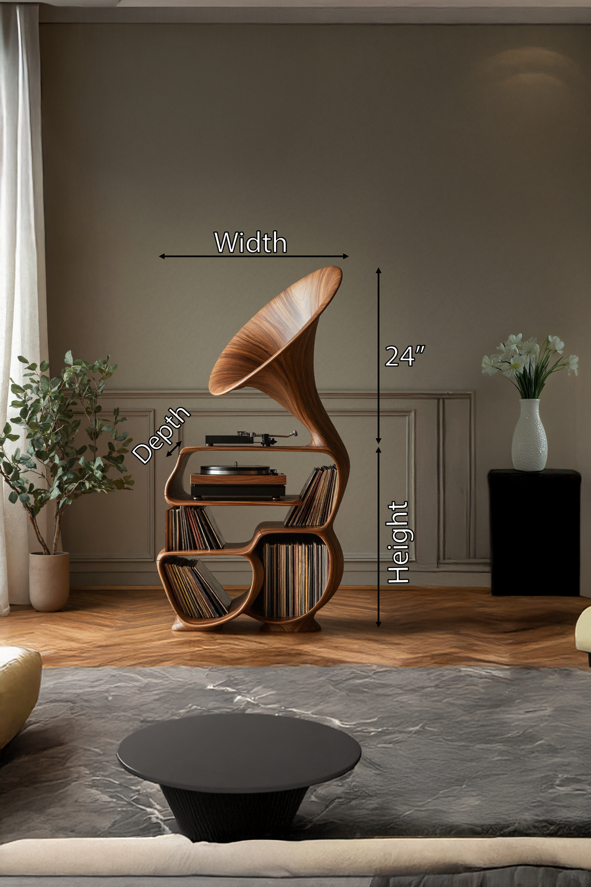 Mid Century Record Player Stand For Bedroom Decor