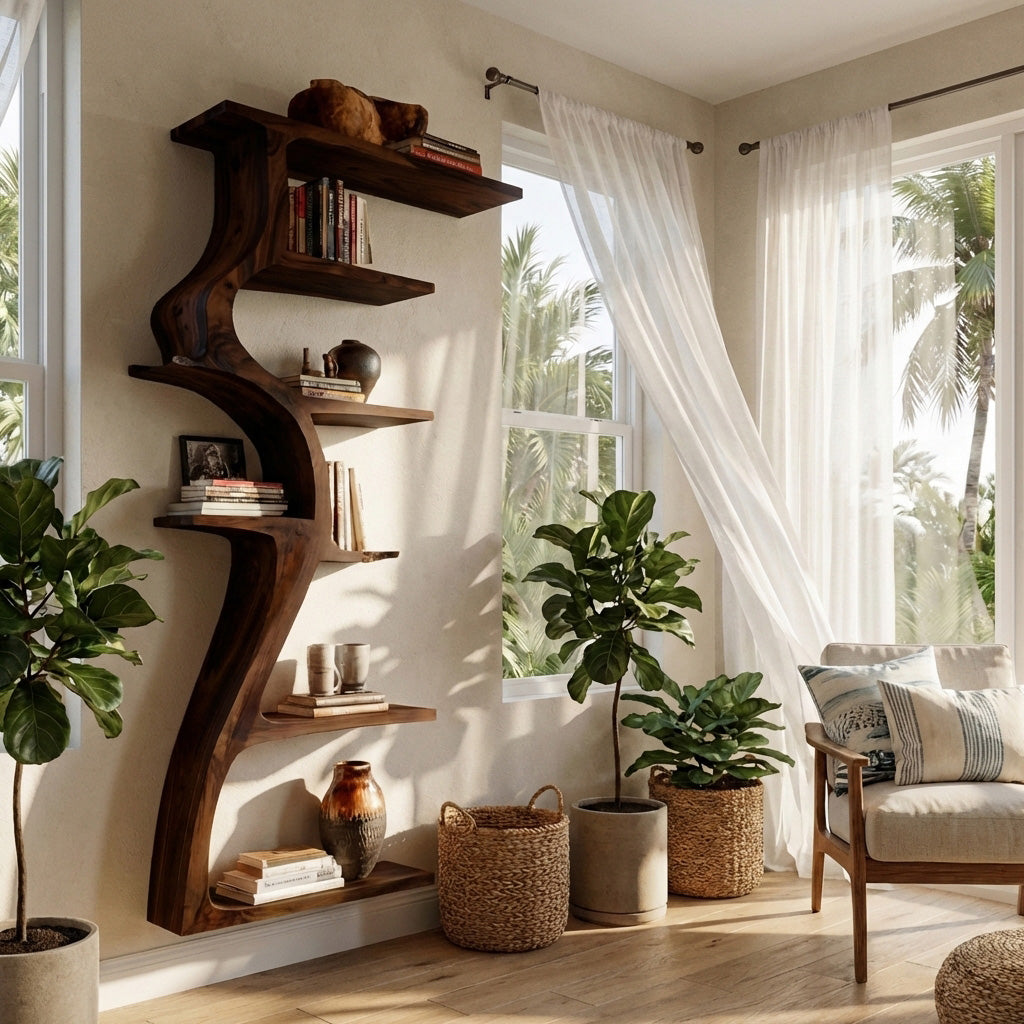 Modern Tree Wall Shelf With Branches For Living Room