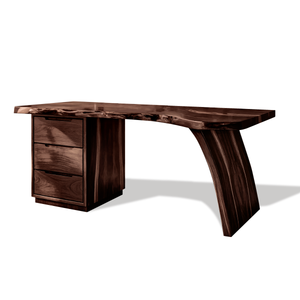 Artisan Live Edge Wooden Desk With Curved Legs For Home Office