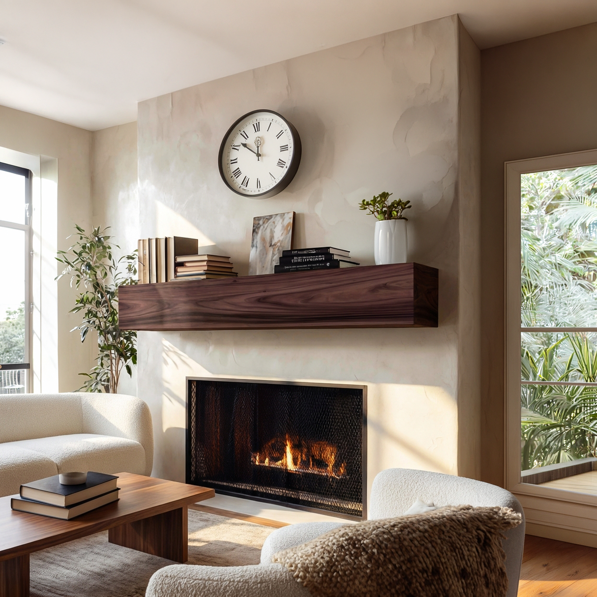 Wooden Fireplace Shelf For Cozy Living Room Decor