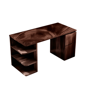 Contemporary Wooden Desk With Shelves And Drawers For Home Office