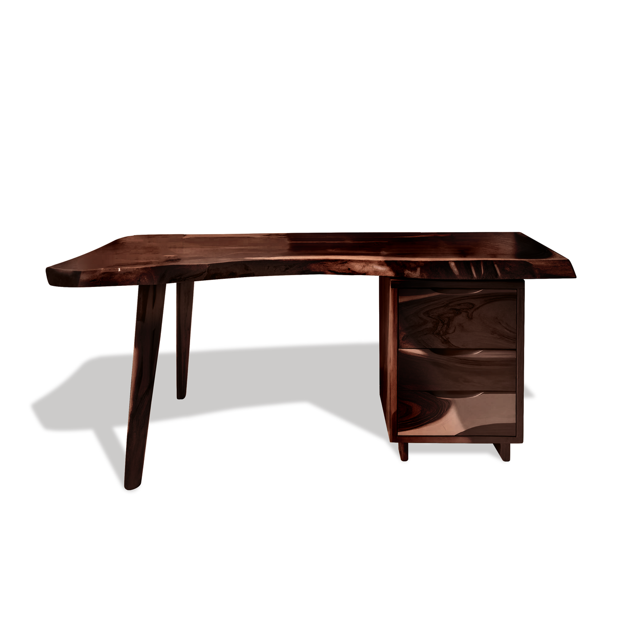 Modern Live Edge Wooden Desk With Drawers For Home Office Or Studio