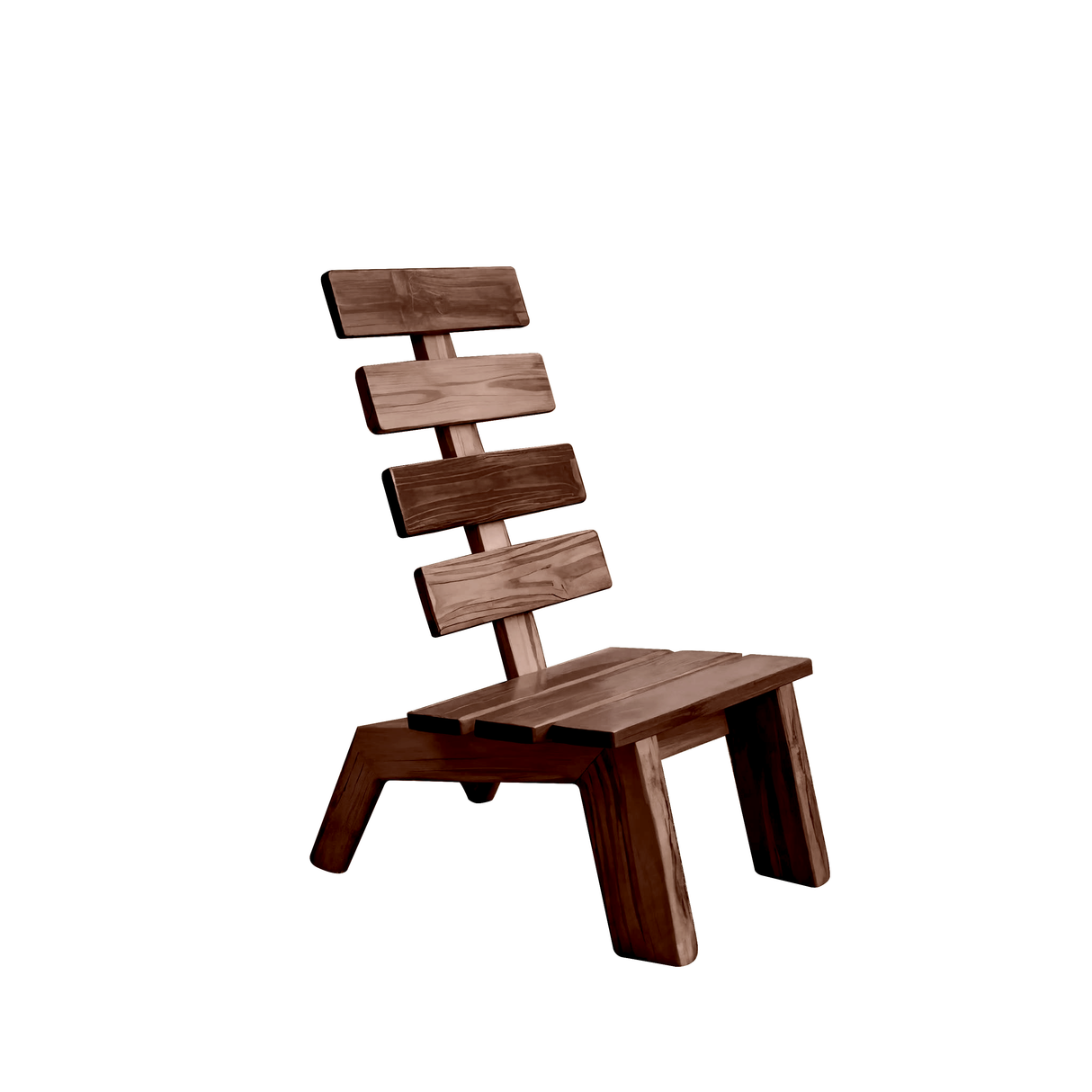 Modern Slatted Wood Outdoor Lounge Chair For Garden Or Patio