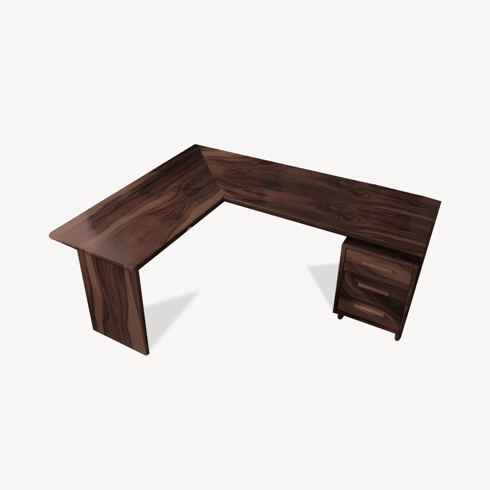 Modern L Shaped Wood Desk With Drawers For Home Office Or Vanity
