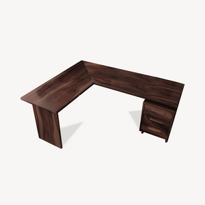 Modern L Shaped Wood Desk With Drawers For Home Office Or Vanity