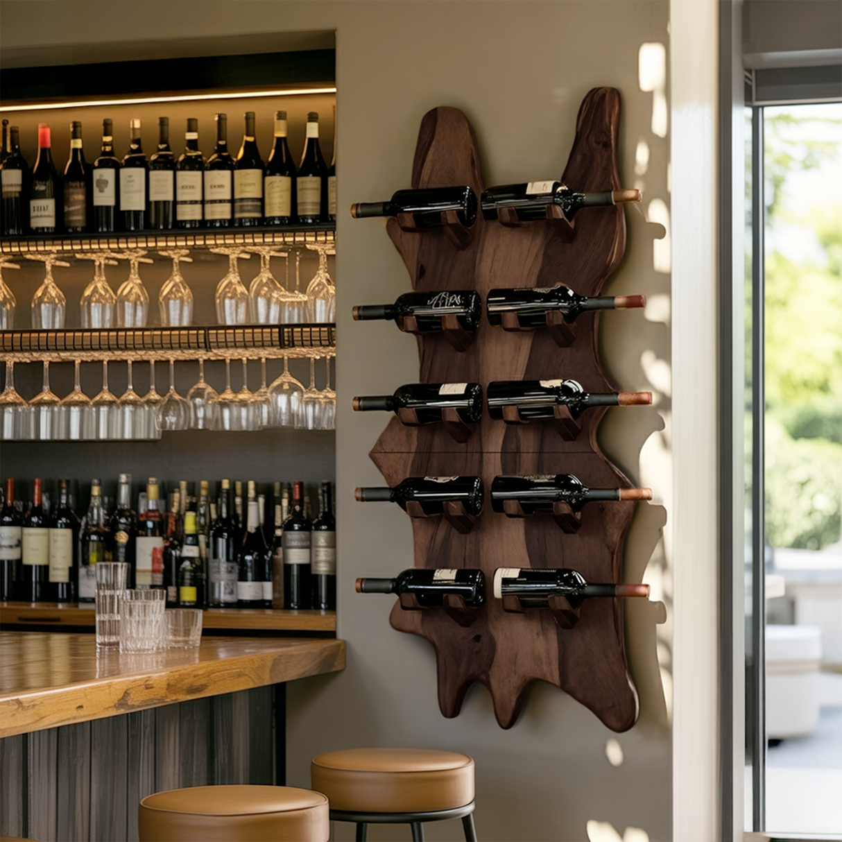 Modern Solid Wood Wine Rack For Bar Decor And Home Display